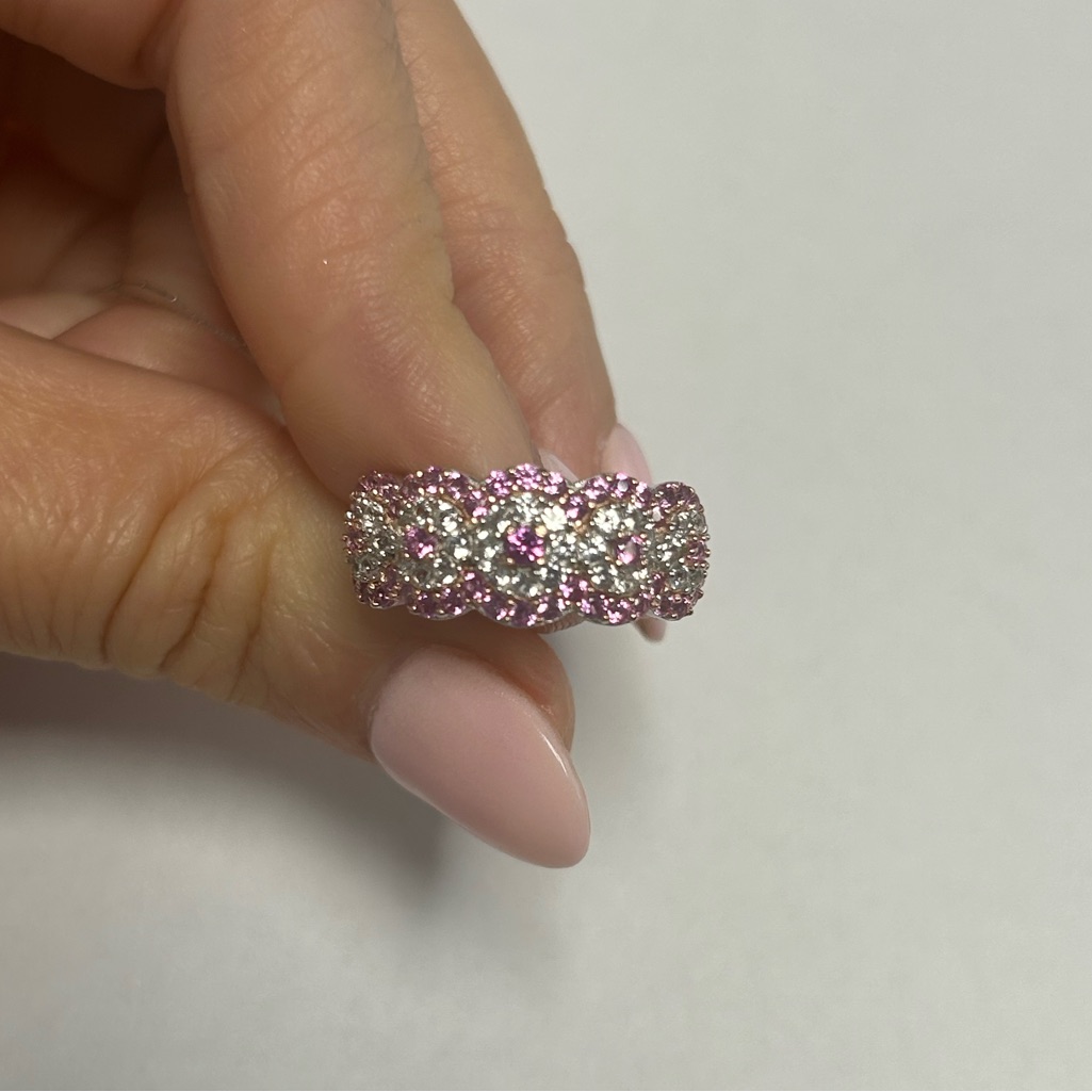 Suzy Levian Sterling Pink Sapphire Created White Sapphire Ring Nwt 226$